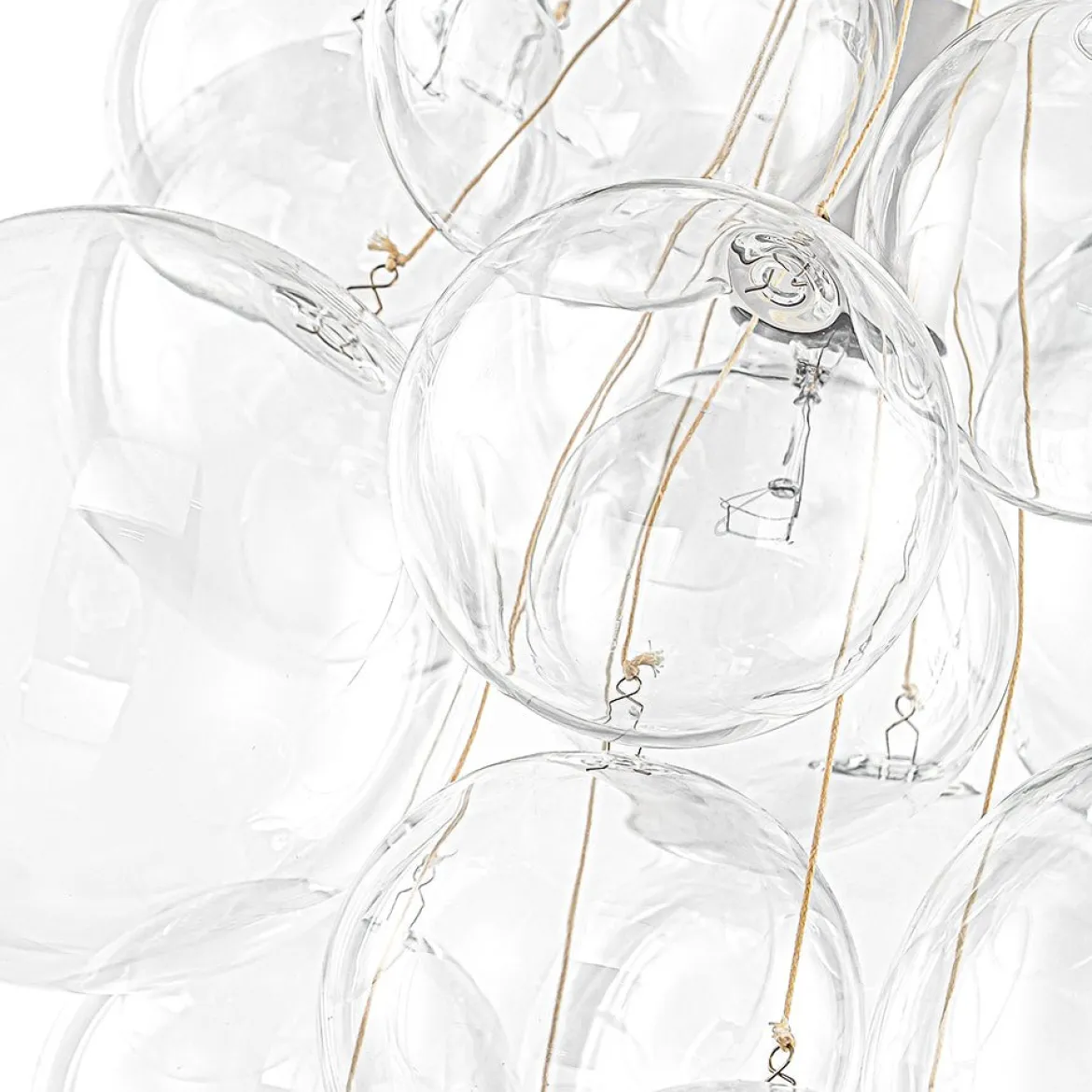 3-Light Cascade Cluster Clear Glass Bubble Chandelier