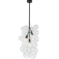 3-Light Cascade Cluster Clear Glass Bubble Chandelier