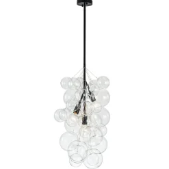 3-Light Cascade Cluster Clear Glass Bubble Chandelier