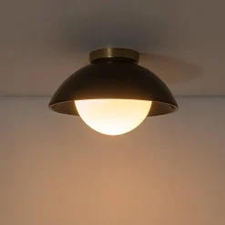 1-Light Ceramic Dome Frosted Shade Semi Flush Mount