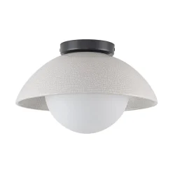 1-Light Ceramic Dome Frosted Shade Semi Flush Mount