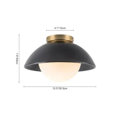 1-Light Ceramic Dome Frosted Shade Semi Flush Mount