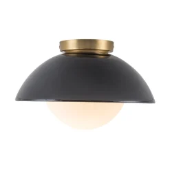 1-Light Ceramic Dome Frosted Shade Semi Flush Mount