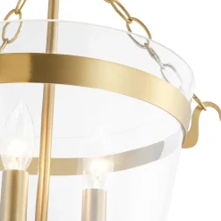 3-Light Clear Glass Bell Jar Lantern Pendant / Semi Flush