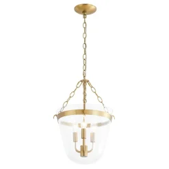 3-Light Clear Glass Bell Jar Lantern Pendant / Semi Flush