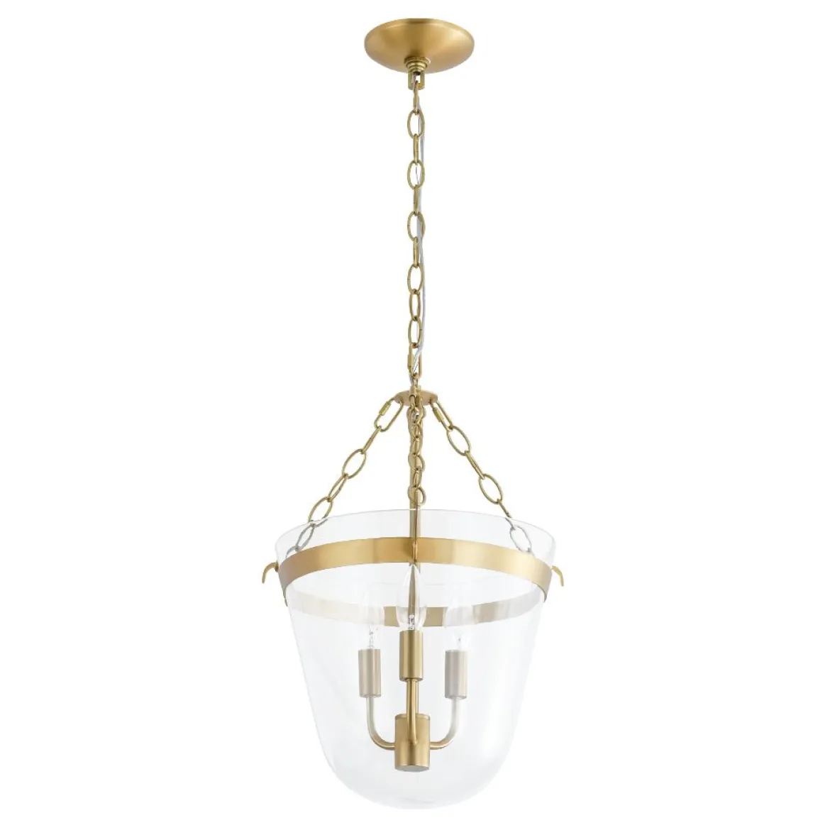 3-Light Clear Glass Bell Jar Lantern Pendant / Semi Flush