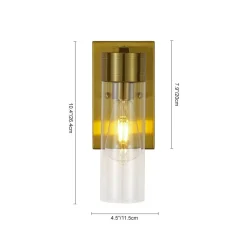 1-Light Clear Glass Cylinder Bathroom Vanity Wall Sconce