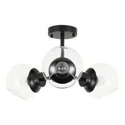 3-Light Clear Glass Globe Sputnik Semi Flush Mount