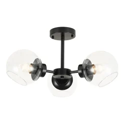 3-Light Clear Glass Globe Sputnik Semi Flush Mount