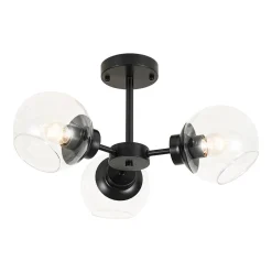 3-Light Clear Glass Globe Sputnik Semi Flush Mount