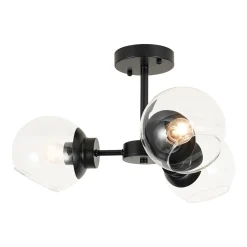 3-Light Clear Glass Globe Sputnik Semi Flush Mount