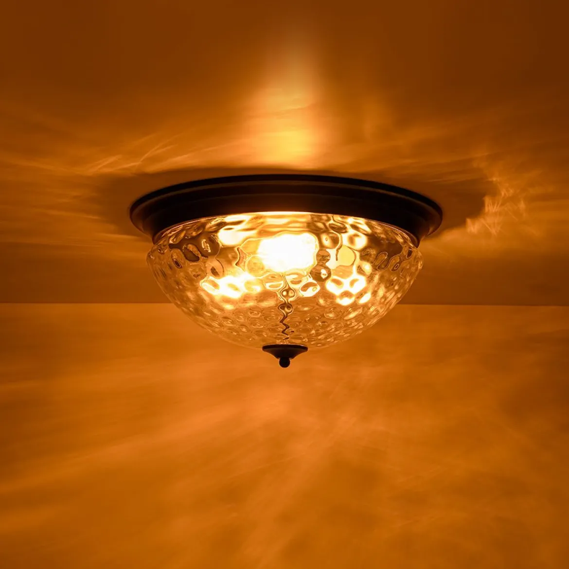 3-light Clear Water Glass Flush Mount Ceiling Light