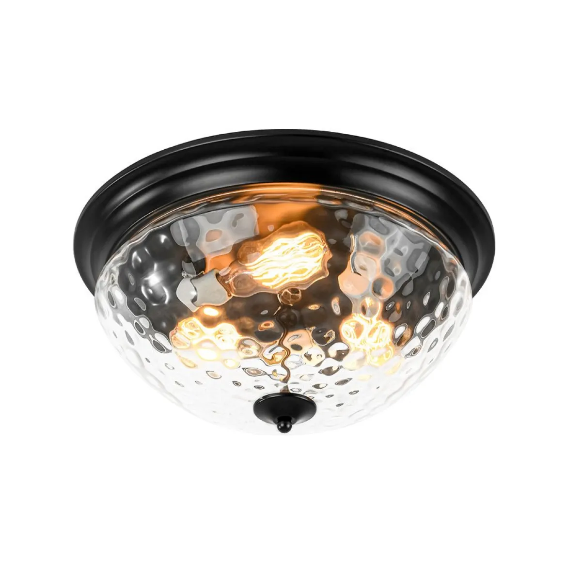 3-light Clear Water Glass Flush Mount Ceiling Light