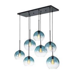 7-Light Cluster Blue Glass Globe Bubble Island Pendant