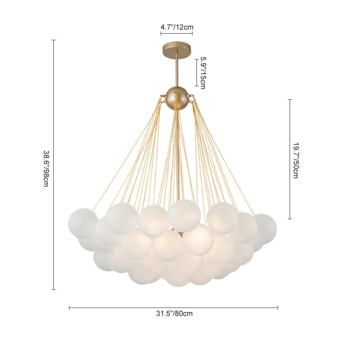 3-Light Cluster Frosted Glass Bubble Chandelier