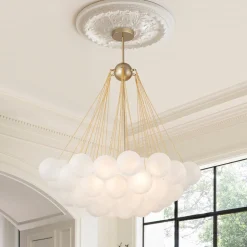 3-Light Cluster Frosted Glass Bubble Chandelier