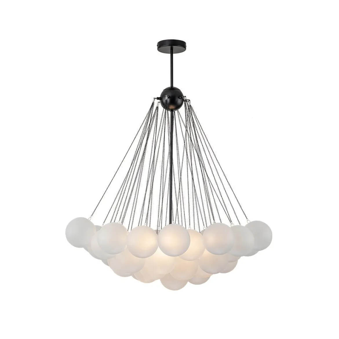 3-Light Cluster Frosted Glass Bubble Chandelier