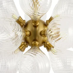 18-Light Cluster Ribbed Glass Globe Bubble Chandelier