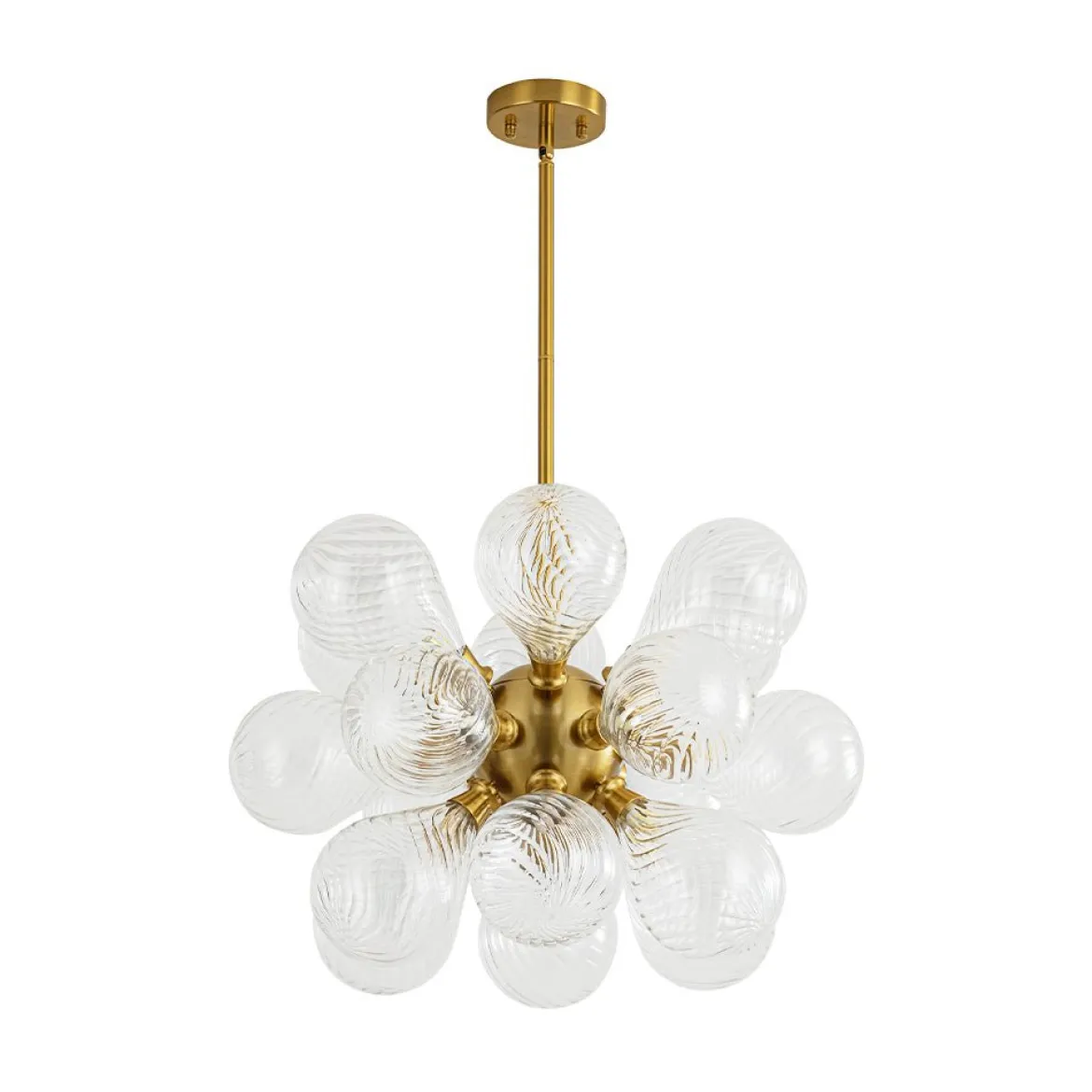 18-Light Cluster Ribbed Glass Globe Bubble Chandelier