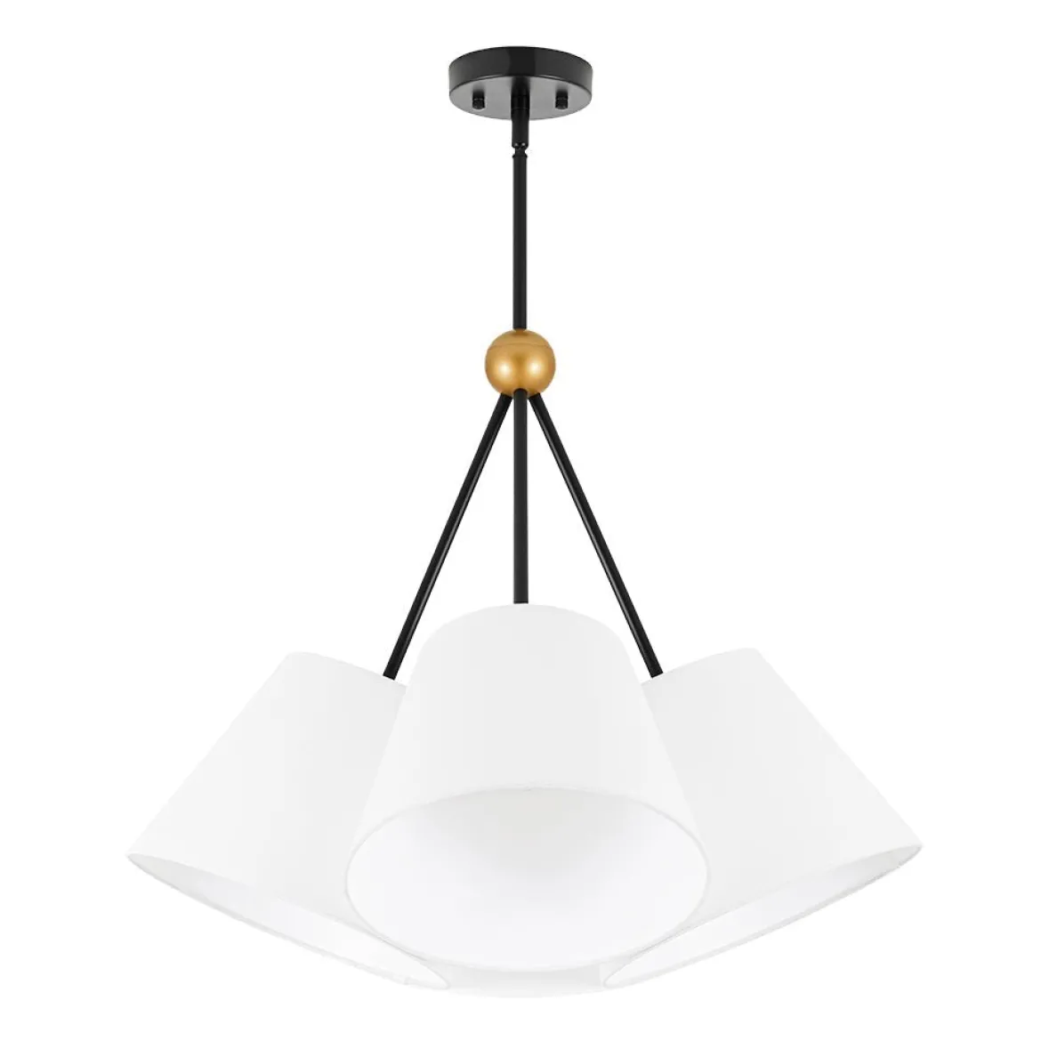 4-Light Cluster White Fabric Cone Shade Chandelier