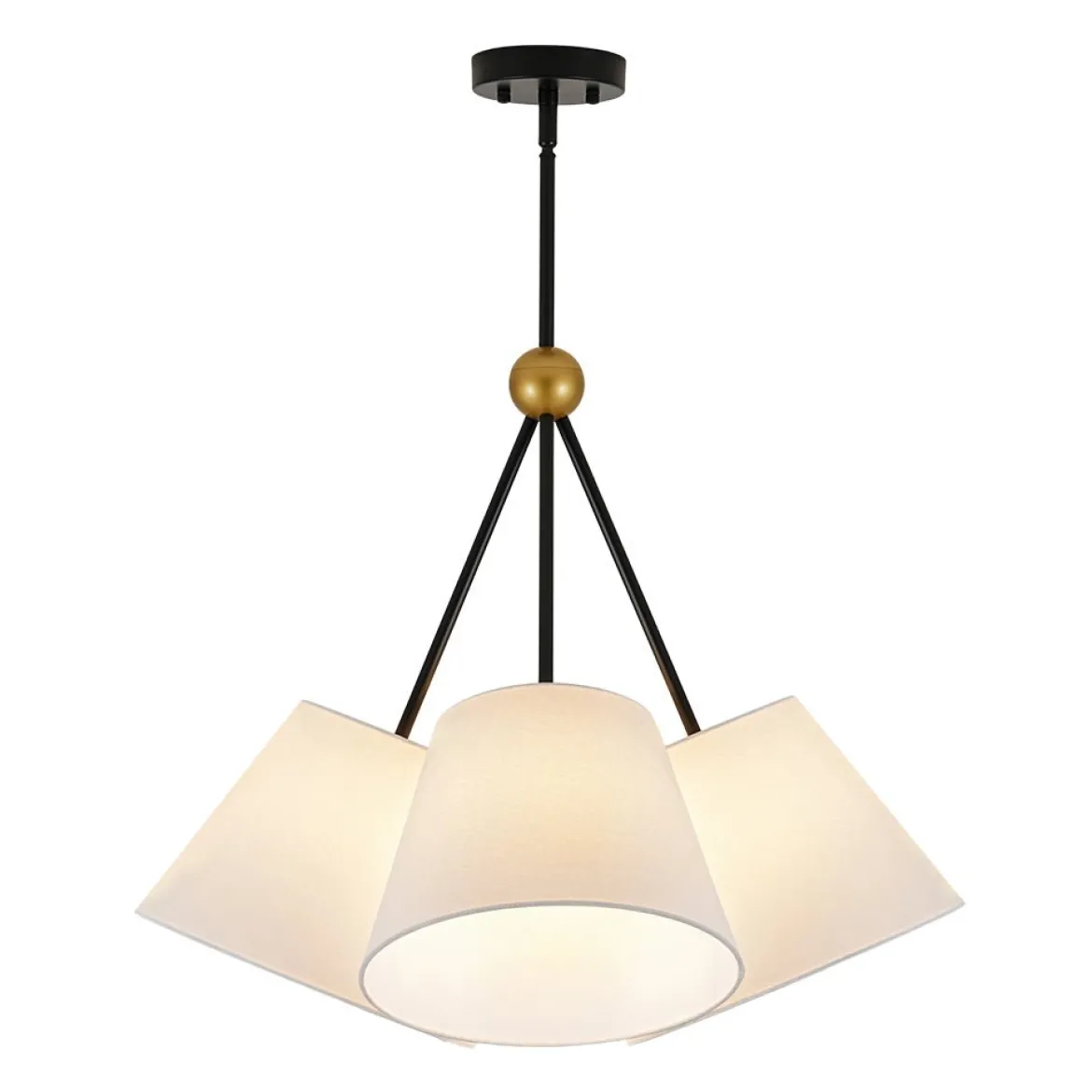 4-Light Cluster White Fabric Cone Shade Chandelier