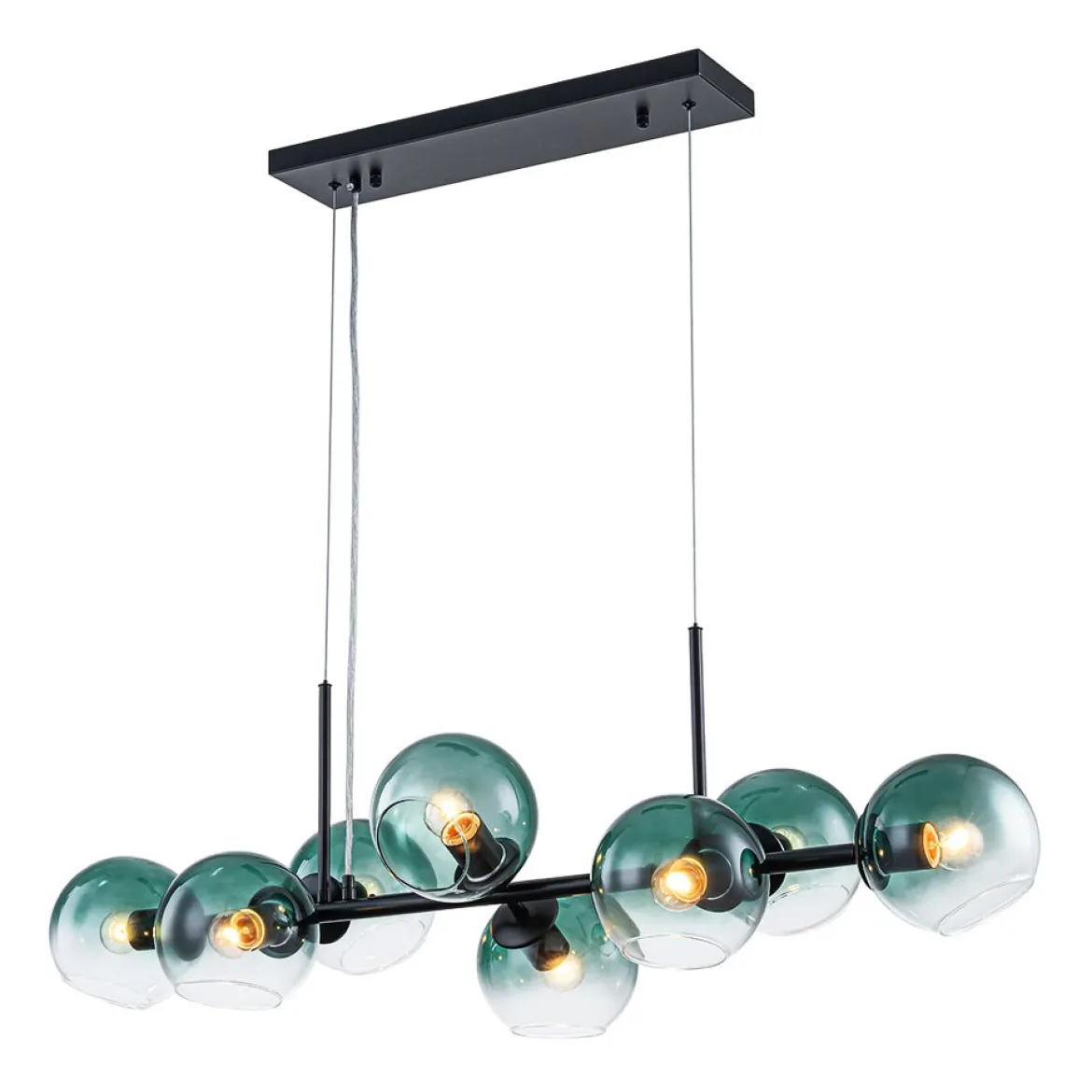 8-Light Color Tinted Glass Globe Bubble Linear Island Chandelier