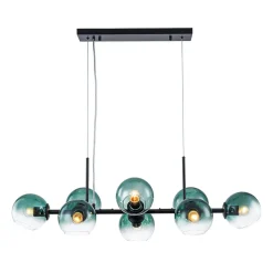 8-Light Color Tinted Glass Globe Bubble Linear Island Chandelier