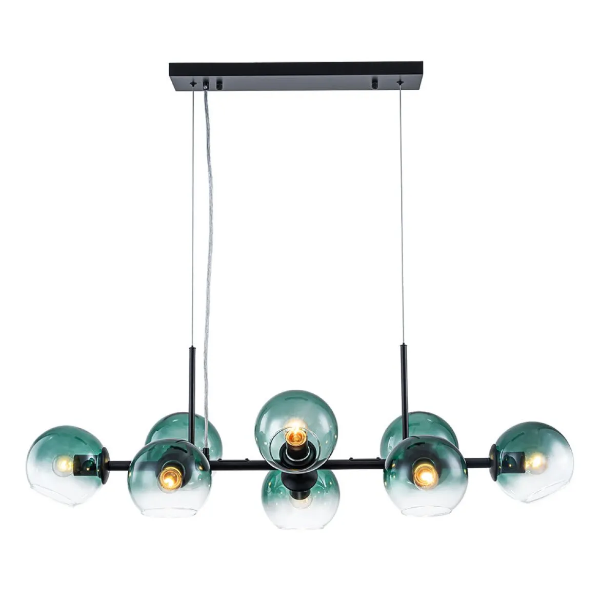 8-Light Color Tinted Glass Globe Bubble Linear Island Chandelier