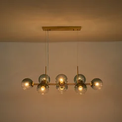 8-Light Color Tinted Glass Globe Bubble Linear Island Chandelier