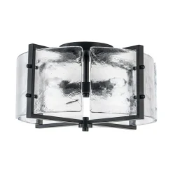 4-Light Contemporary Clear Textured Glass Drum Flush Mount