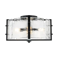 4-Light Contemporary Clear Textured Glass Drum Flush Mount