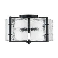 4-Light Contemporary Clear Textured Glass Drum Flush Mount
