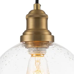 1-Light Corded Seeded Glass Globe Kitchen Pendant Light