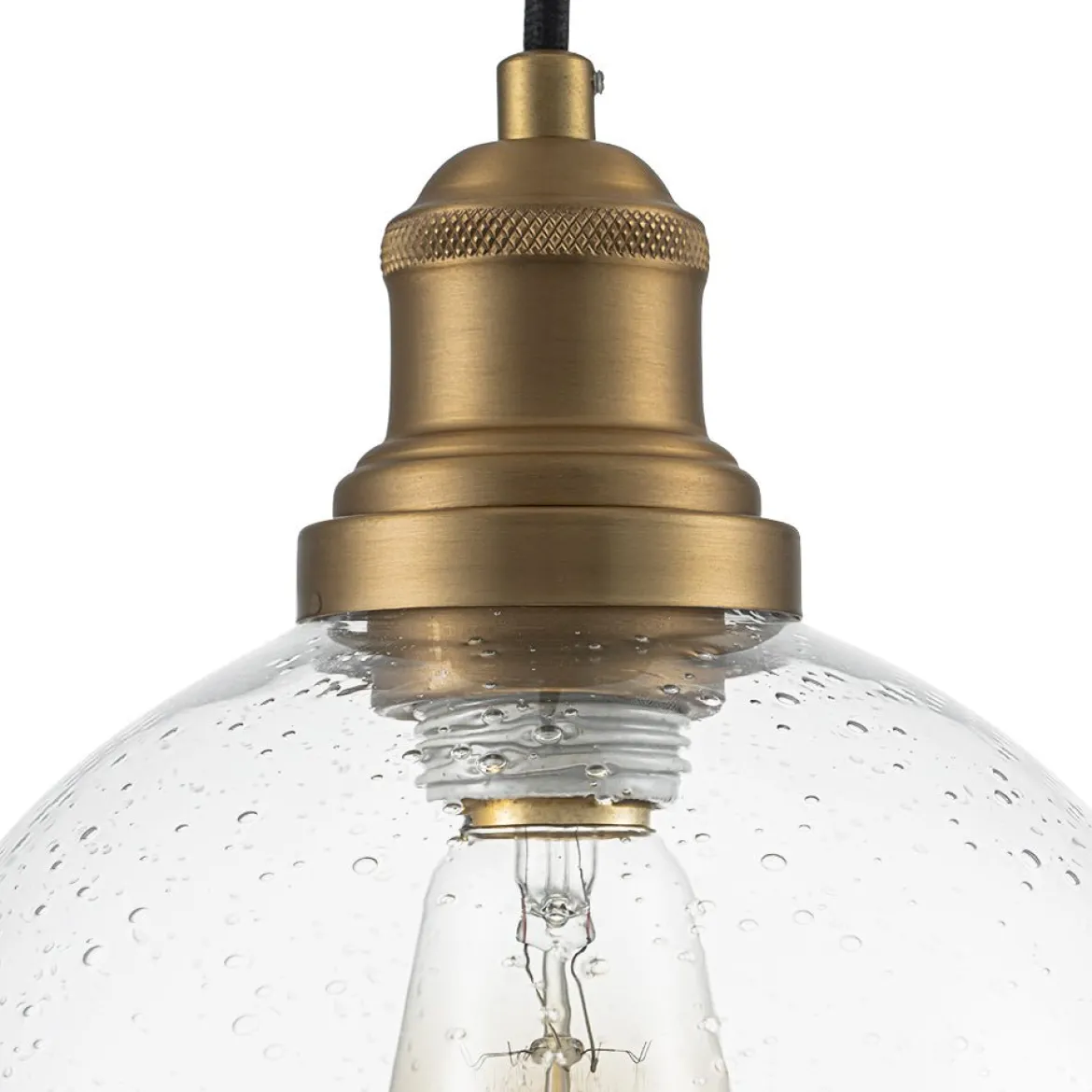 1-Light Corded Seeded Glass Globe Kitchen Pendant Light