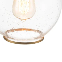 1-Light Corded Seeded Glass Globe Kitchen Pendant Light