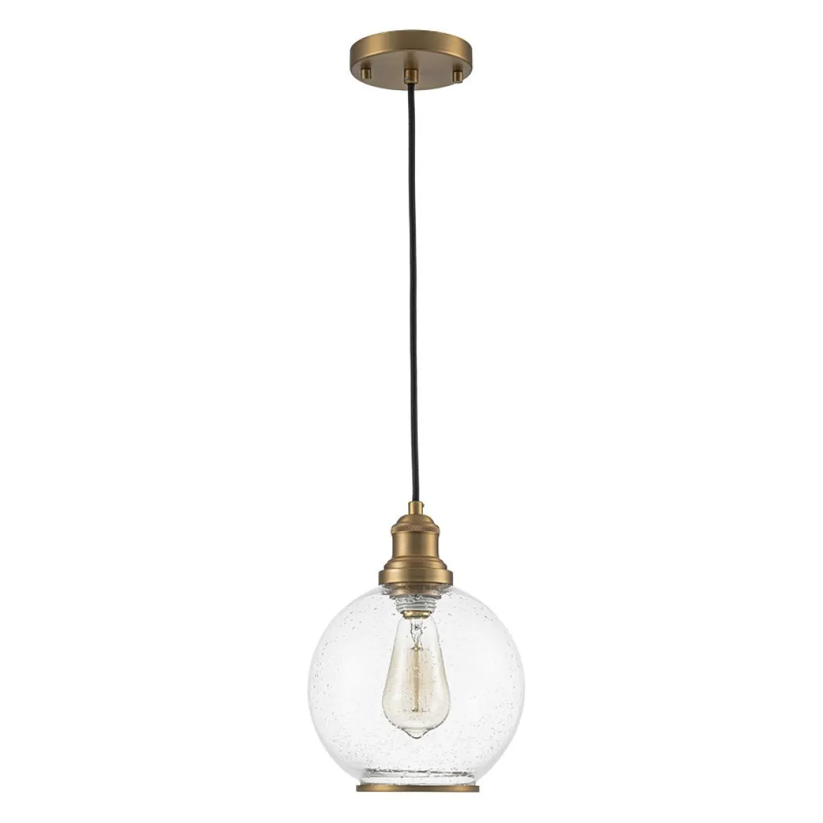1-Light Corded Seeded Glass Globe Kitchen Pendant Light
