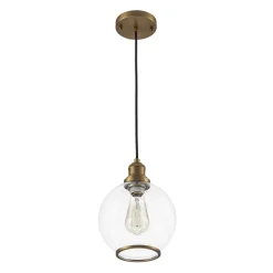 1-Light Corded Seeded Glass Globe Kitchen Pendant Light