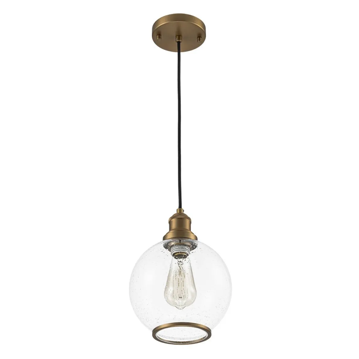 1-Light Corded Seeded Glass Globe Kitchen Pendant Light