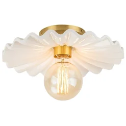 1-Light Creamy Ceramic Shade Semi Flush Mount