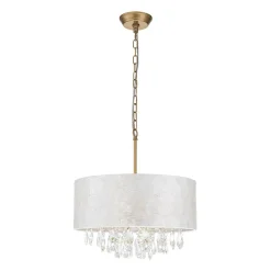 4-Light Crystal Accented Capiz Shell Drum Lantern Pendant