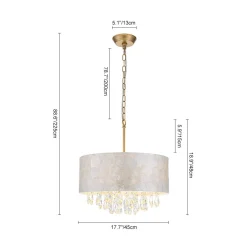 4-Light Crystal Accented Capiz Shell Drum Lantern Pendant