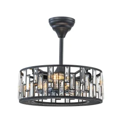 4-Light Crystal Accented Drum Cage Ceiling Fan Light