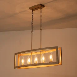 5-Light Curved Rectangle Frame Island Chandelier