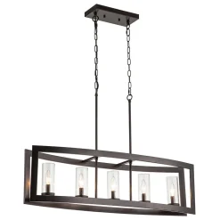 5-Light Curved Rectangle Frame Island Chandelier