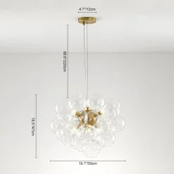 6-Light Dimmable Brass Cluster Clear Glass Bubble Sphere Chandelier