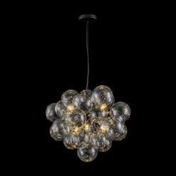 6-Light Dimmable Brass Cluster Clear Glass Bubble Sphere Chandelier