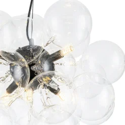 6-Light Dimmable Brass Cluster Clear Glass Bubble Sphere Chandelier
