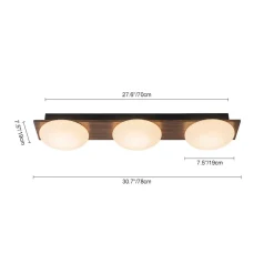 3-Light Dimmable LED Rustic Linear Flush Mount Light