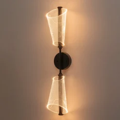 2-Light Dimmable LED Up Down Conical Vanity Wall Sconce