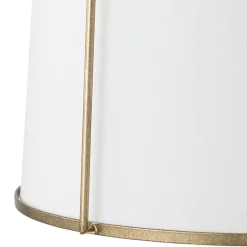 4-Light Distressed Gold White Linen Drum Lantern Pendant